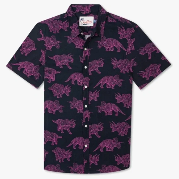 CHUBBIES Men's The Pink Triceratop (Rayon Full-Button) - L - Picture 2 of 12